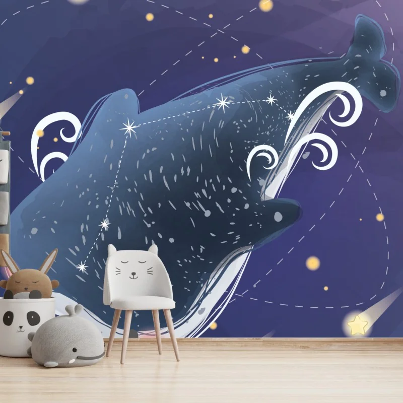 Fotomural ballena estelar en el océano nocturno