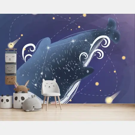 Fotomural ballena estelar en el océano nocturno – Pixers®