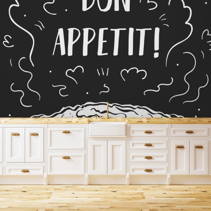 Fotomural bon appetit estilo pizarra para cocina