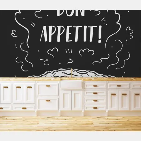 Fotomural bon appetit estilo pizarra para cocina – Pixers®