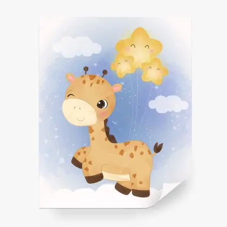 Fotomural jirafa y estrellas en cielo soñador – Pixers®