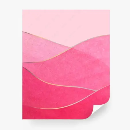 Fotomural paisaje abstracto rosa con líneas doradas – Pixers®