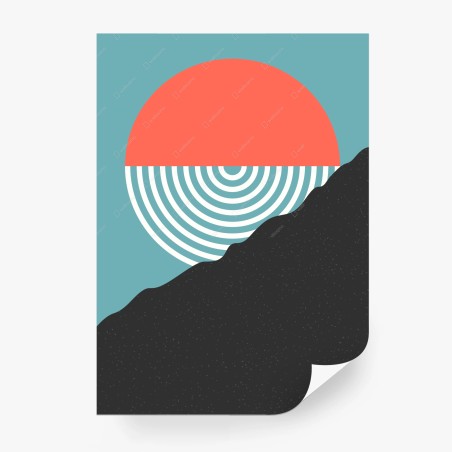 Fotomural puesta de sol geométrica minimalista – Pixers®
