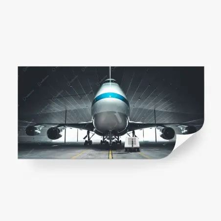 Fotomural frontal de avión en hangar industrial – Pixers®