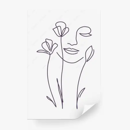 Fotomural retrato floral en línea continua – Pixers®
