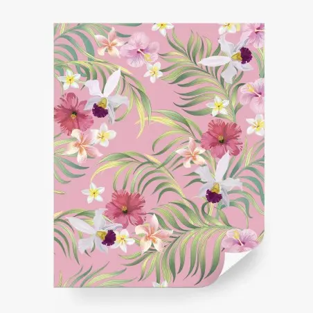 Fotomural mural floral tropical en tono rosa – Pixers®