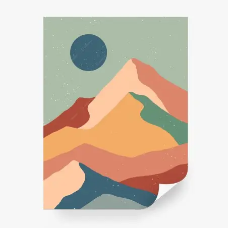 Fotomural paisaje montañoso abstracto estilo mid century – Pixers®