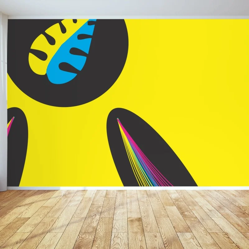 Fotomural composición abstracta pop en amarillo y negro