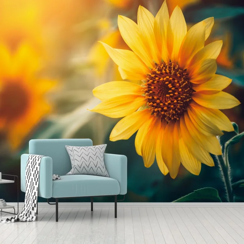 Fotomural amanecer de girasoles vibrantes