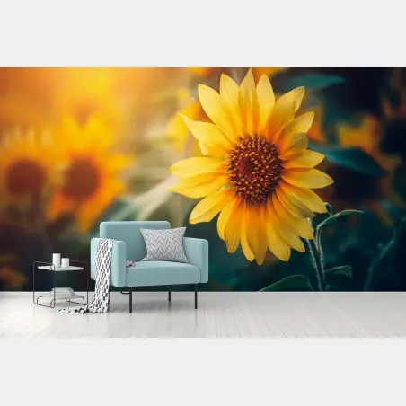 Fotomural amanecer de girasoles vibrantes – Pixers®