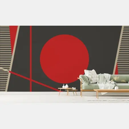 Fotomural composición geométrica en rojo y gris – Pixers®