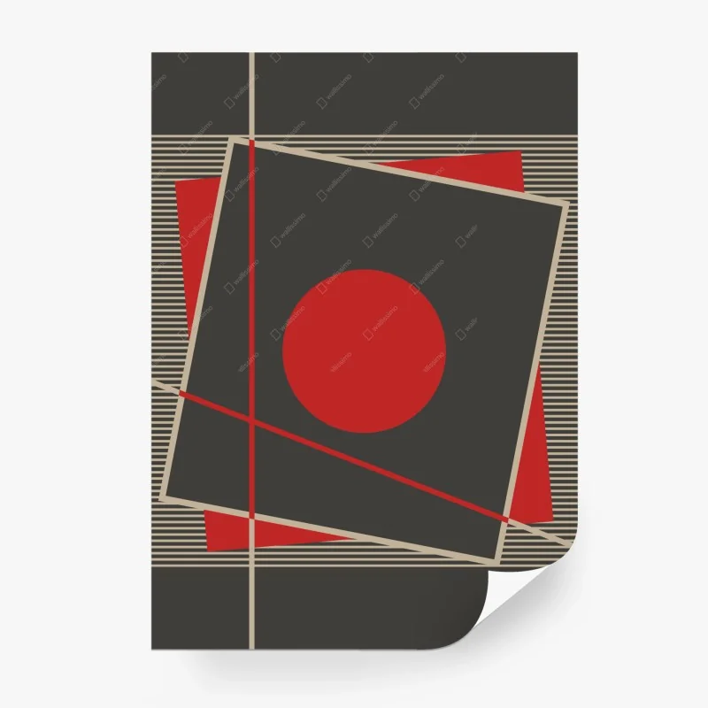 Fotomural composición geométrica en rojo y gris