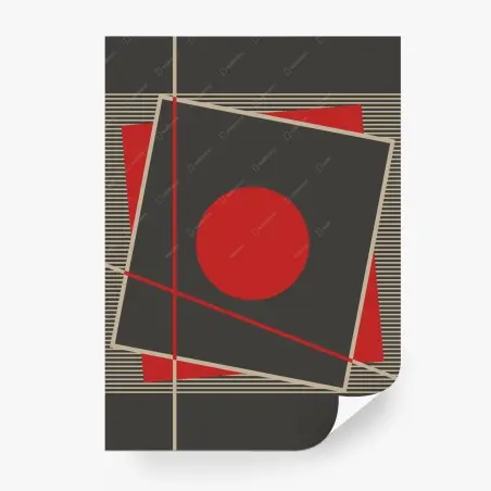 Fotomural composición geométrica en rojo y gris – Pixers®
