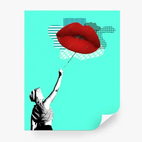 Fotomural labios rojos pop sobre turquesa – Pixers®