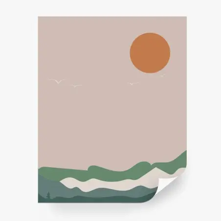 Fotomural amanecer minimalista sobre colinas – Pixers®