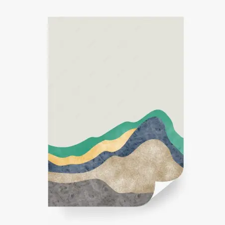 Fotomural paisaje montañoso minimalista de estilo oriental – Pixers®