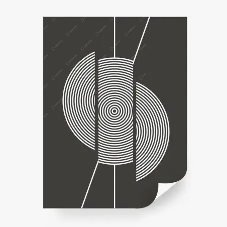 Fotomural composición geométrica de círculos concéntricos en blanco y negro – Pixers®