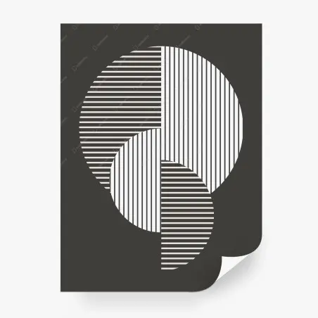 Fotomural composición geométrica en blanco y negro con rayas – Pixers®