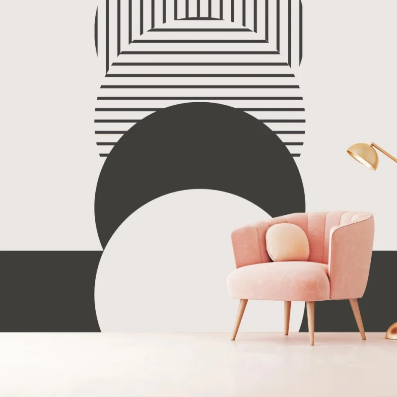 Fotomural composición geométrica minimalista en tonos neutros