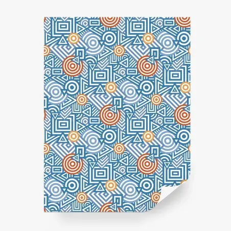 Fotomural diseño geométrico en tonos azules y naranjas – Pixers®