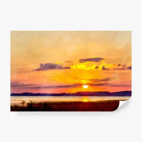 Fotomural atardecer dorado sobre el lago – Pixers®