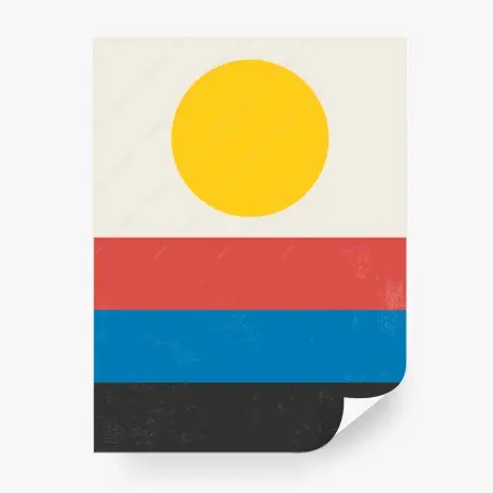 Fotomural sol minimalista sobre franjas coloridas – Pixers®