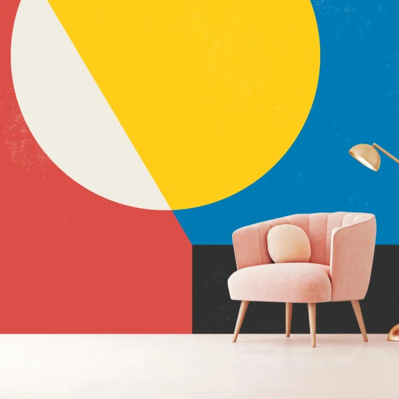 Fotomural arte geométrico minimalista retro