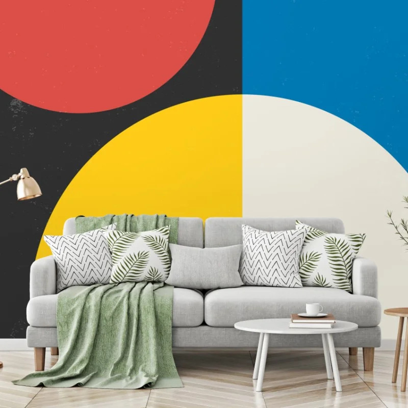 Fotomural arte geométrico minimalista en colores primarios