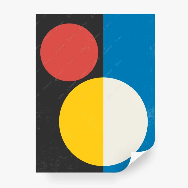Fotomural arte geométrico minimalista en colores primarios