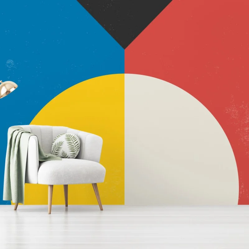 Fotomural arte geométrico minimalista en colores primarios