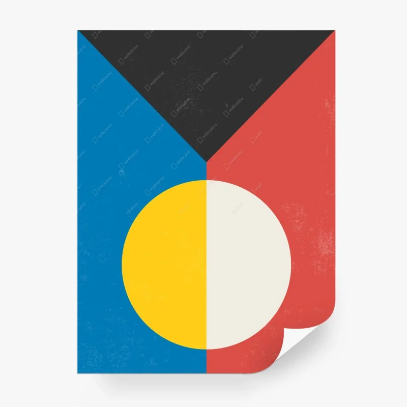 Fotomural arte geométrico minimalista en colores primarios