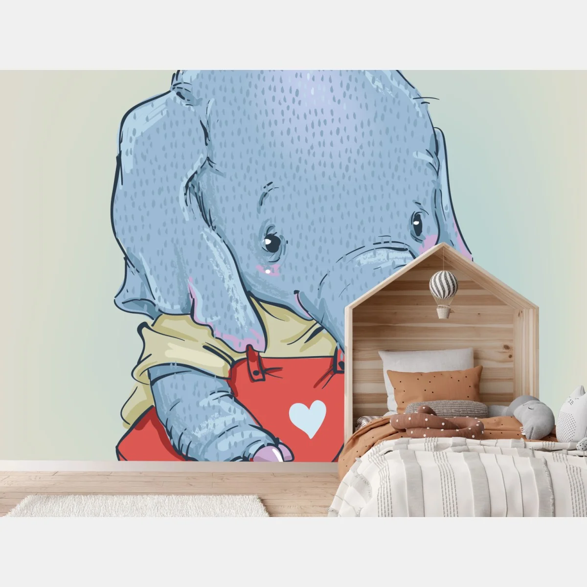 Fotomural elefante bebé con peto rojo y corazón – Pixers® Fotomural elefante bebé con peto rojo y corazón – Pixers®