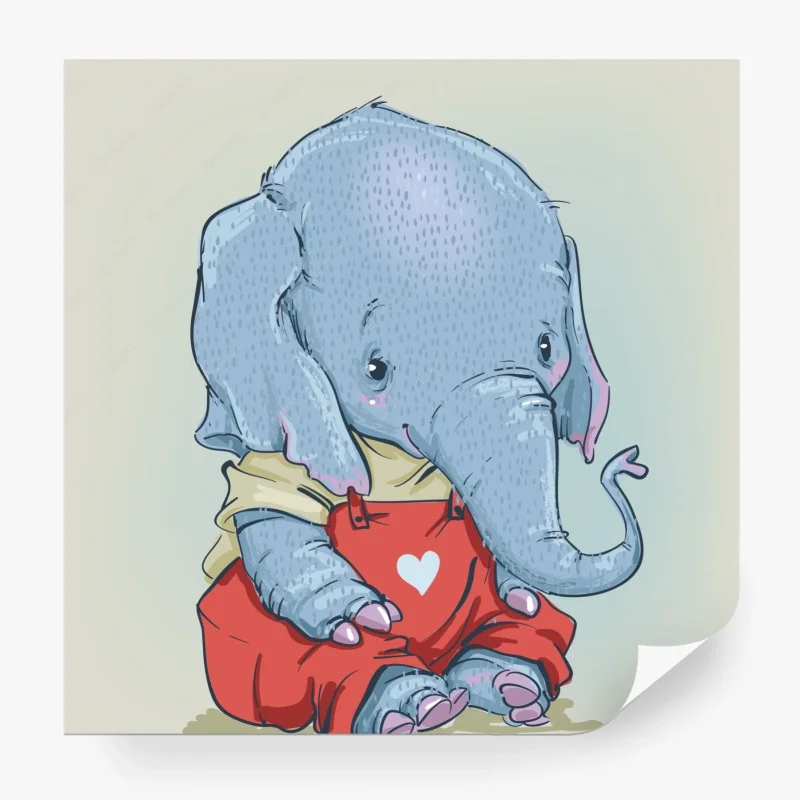 Fotomural elefante bebé con peto rojo y corazón