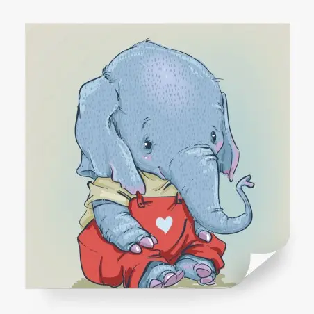 Fotomural elefante bebé con peto rojo y corazón – Pixers®