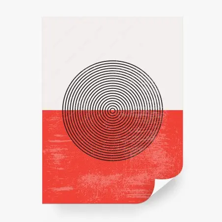 Fotomural círculos concéntricos sobre fondo rojo y blanco – Pixers®