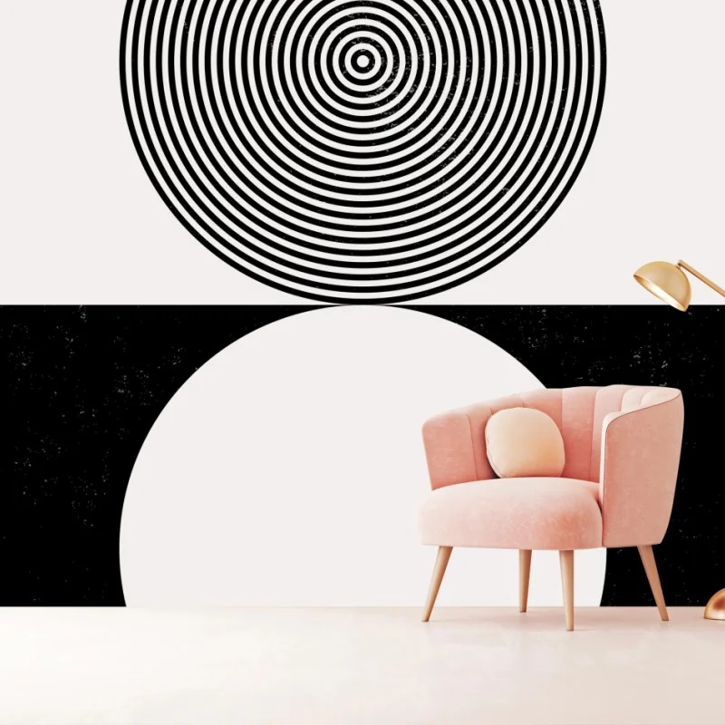 Fotomural círculos contrapuestos: arte geométrico minimalista