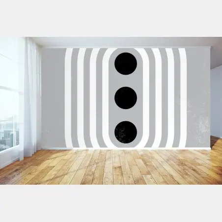 Fotomural composición geométrica minimalista en gris con tres puntos – Pixers®