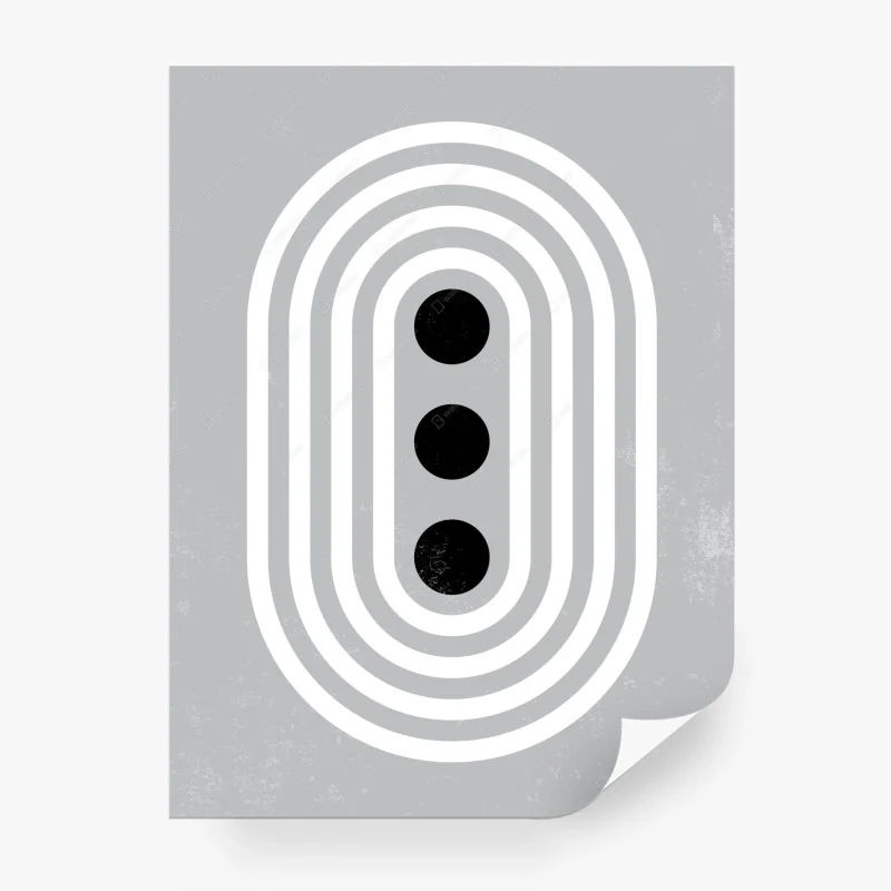 Fotomural composición geométrica minimalista en gris con tres puntos