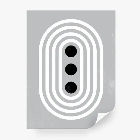 Fotomural composición geométrica minimalista en gris con tres puntos – Pixers®