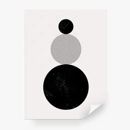 Fotomural composición de círculos minimalistas en blanco y negro – Pixers®