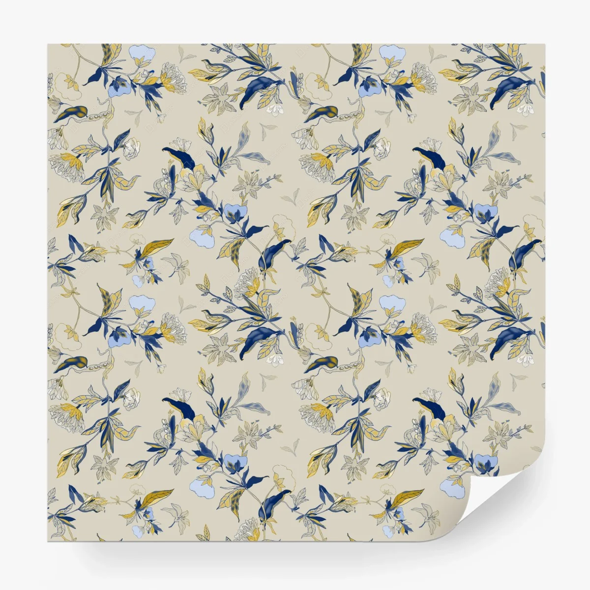 Fotomural diseño floral azul sobre fondo crema – Pixers® Fotomural diseño floral azul sobre fondo crema – Pixers®