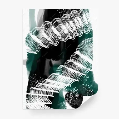 Fotomural ondas abstractas en verde y blanco – Pixers®