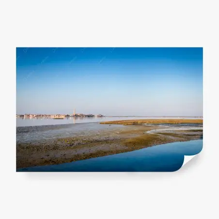 Fotomural paisaje costero sereno con marea baja – Pixers®