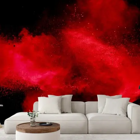 Fotomural explosión de polvo rojo sobre fondo negro