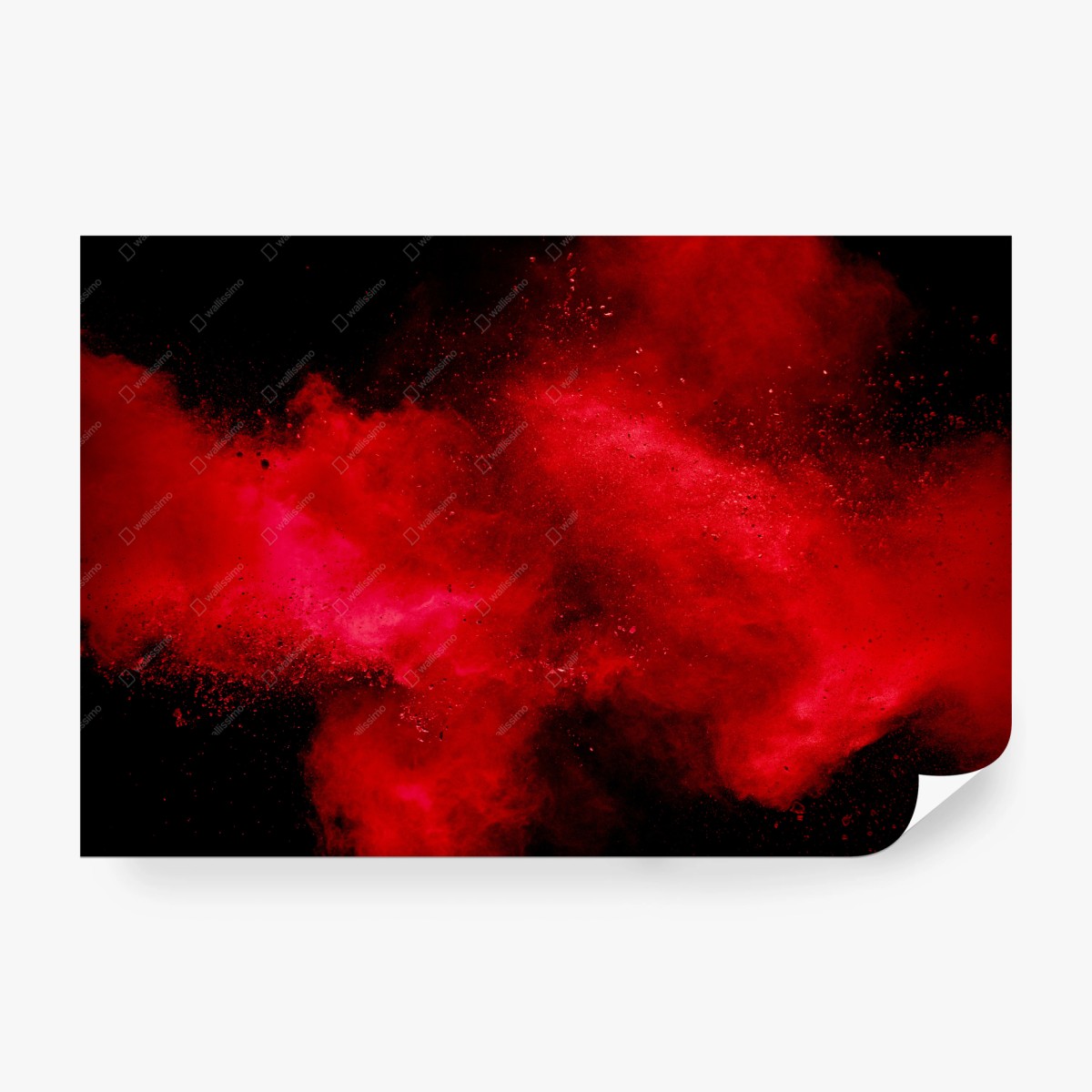 Fotomural explosión de polvo rojo sobre fondo negro – Pixers®