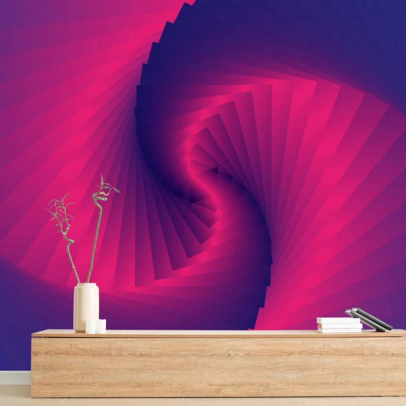Fotomural espiral hipnótica en tonos magenta y morado