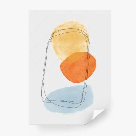 Fotomural composición acuarela minimalista en tonos cálidos – Pixers®