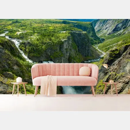 Fotomural panorama de Vøringfossen, Noruega: caída majestuosa – Pixers®