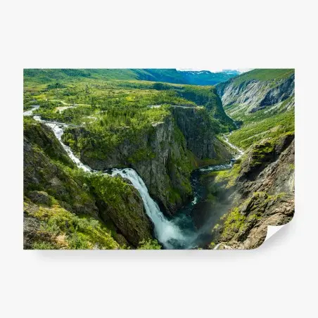 Fotomural panorama de Vøringfossen, Noruega: caída majestuosa – Pixers®