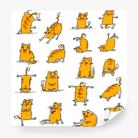 Fotomural colección de gatos juguetones en tonos naranjas – Pixers®
